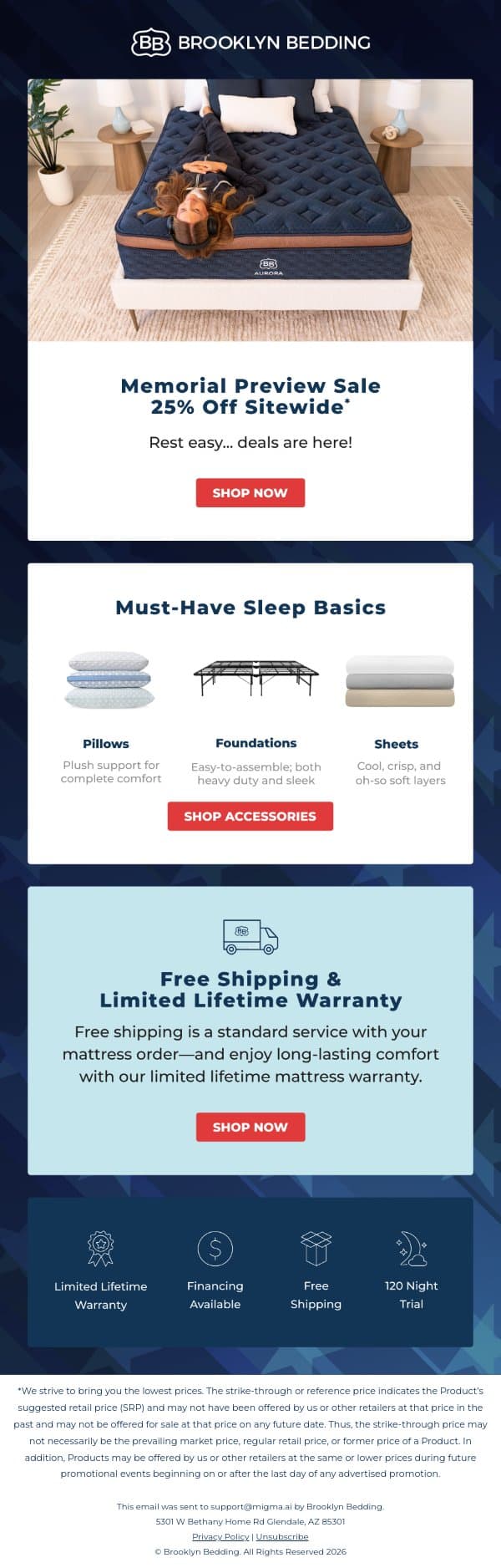 Your Sleep Upgrade Starts Now π€ email from Brooklyn Bedding screenshot