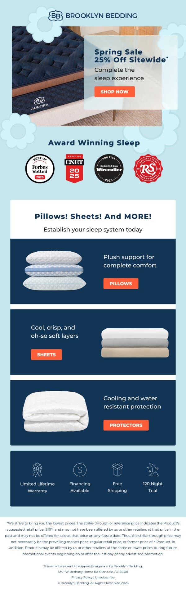 Your Dream Mattress? 25% OFF email from Brooklyn Bedding screenshot