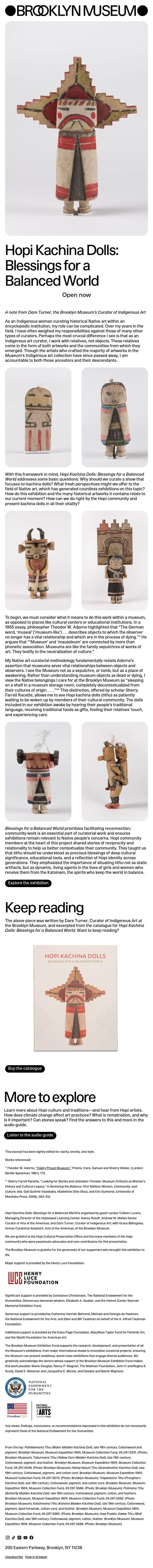 Curating Native art at the Brooklyn Museum: challenges and connections email from Brooklyn Museum | New York NY screenshot