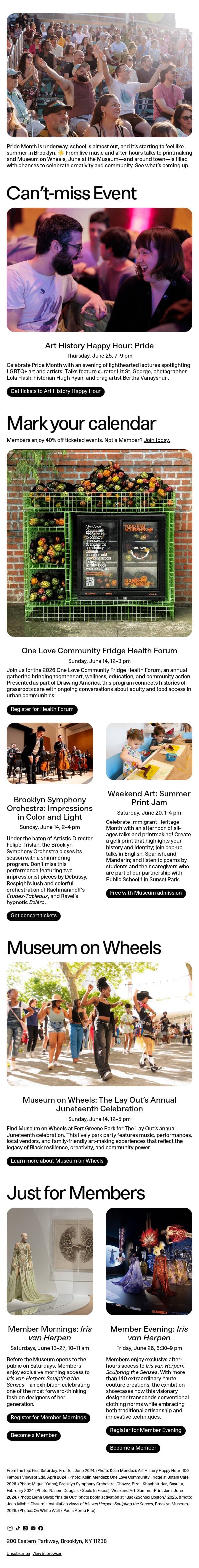 Your summer starts here email from Brooklyn Museum | New York NY screenshot