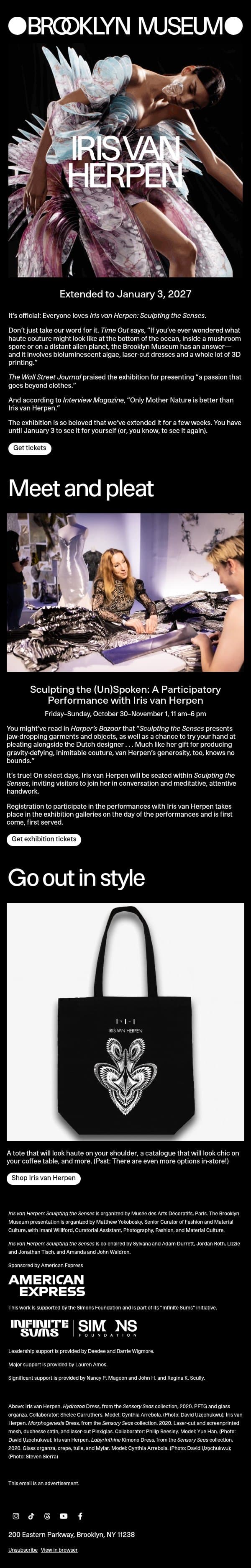 Everyone loves Iris van Herpen email from Brooklyn Museum | New York NY screenshot