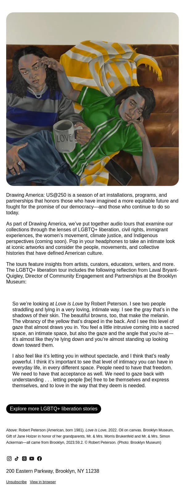 Listen to stories of LGBTQ+ liberation π³οΈβπ email from Brooklyn Museum | New York NY screenshot