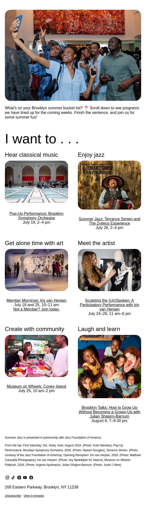 Choose your own adventure email from Brooklyn Museum | New York NY screenshot