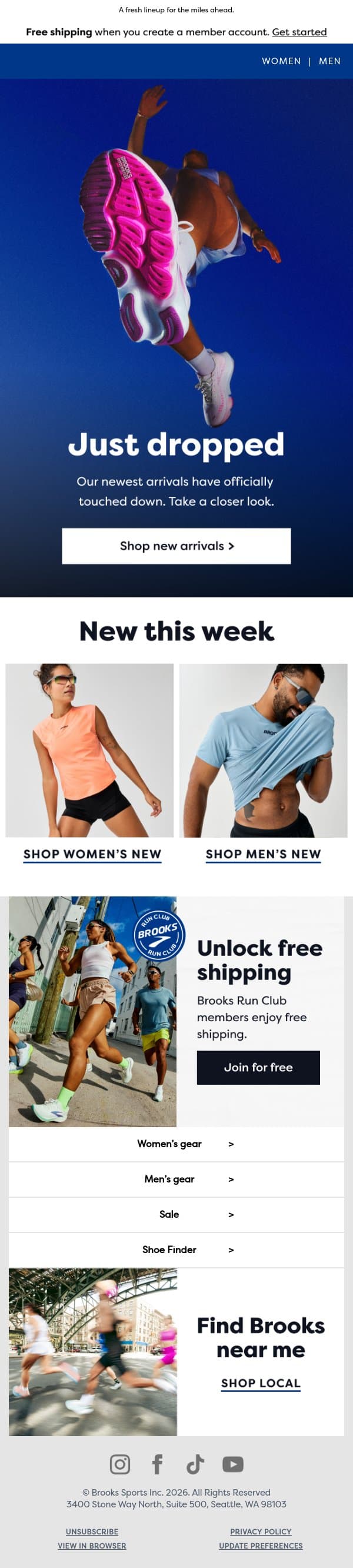 New this week email from Brooks Running screenshot