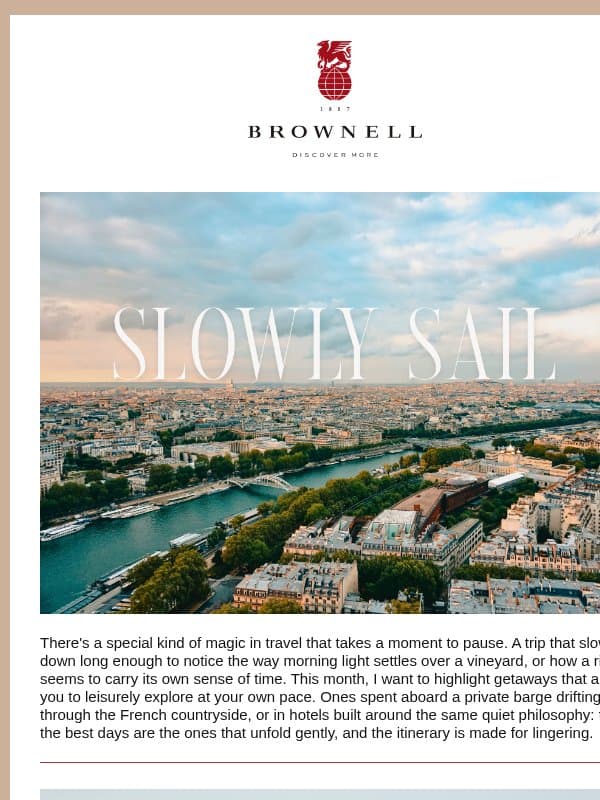 The Art of Slow Travel ⚓ email from Brownell Travel