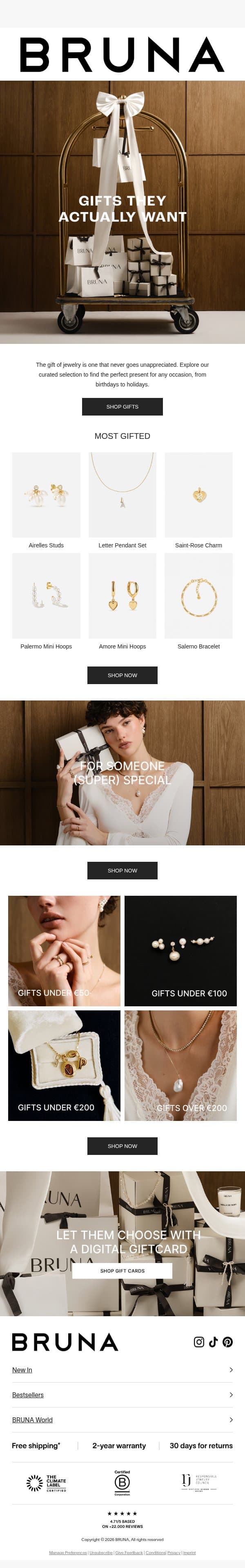 Looking for a gift? Read this email from Brunathelabel screenshot