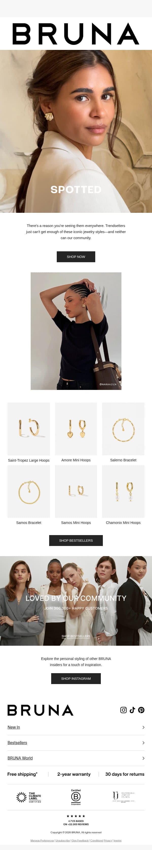 Spotted in BRUNA email from Brunathelabel screenshot
