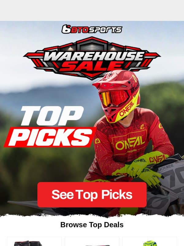 Warehouse Sale Picks Worth Your Attention email from BTO Sports