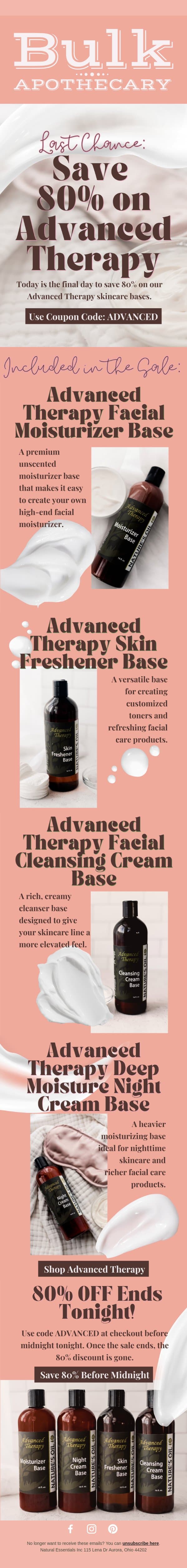 Last Chance: 80% OFF Advanced Therapy email from Bulk Apothecary screenshot