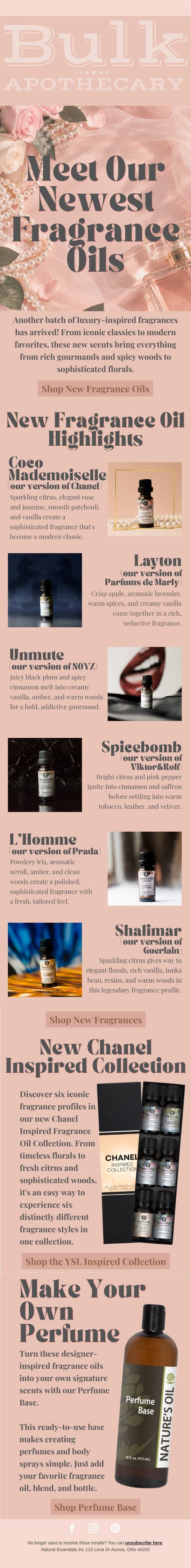 New Designer-Inspired Scents Are Here email from Bulk Apothecary screenshot
