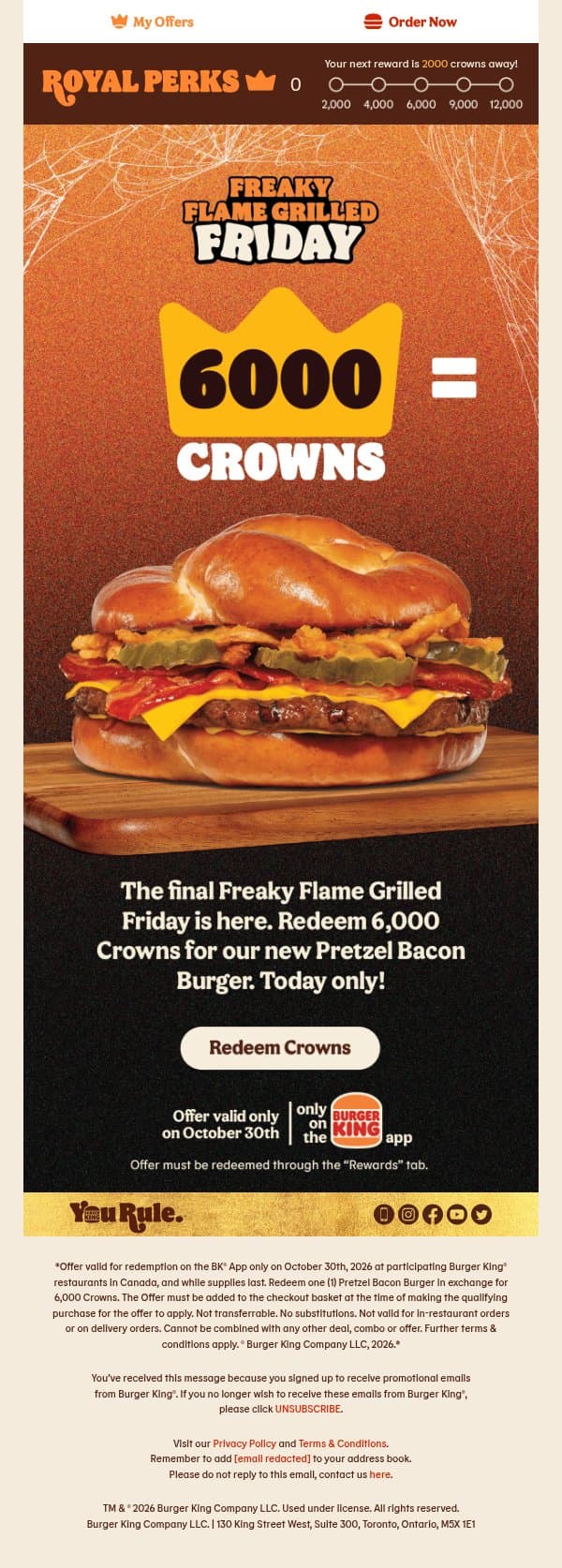 One Last Freaky Deal! 🥨👻 email from Burger King Canada screenshot