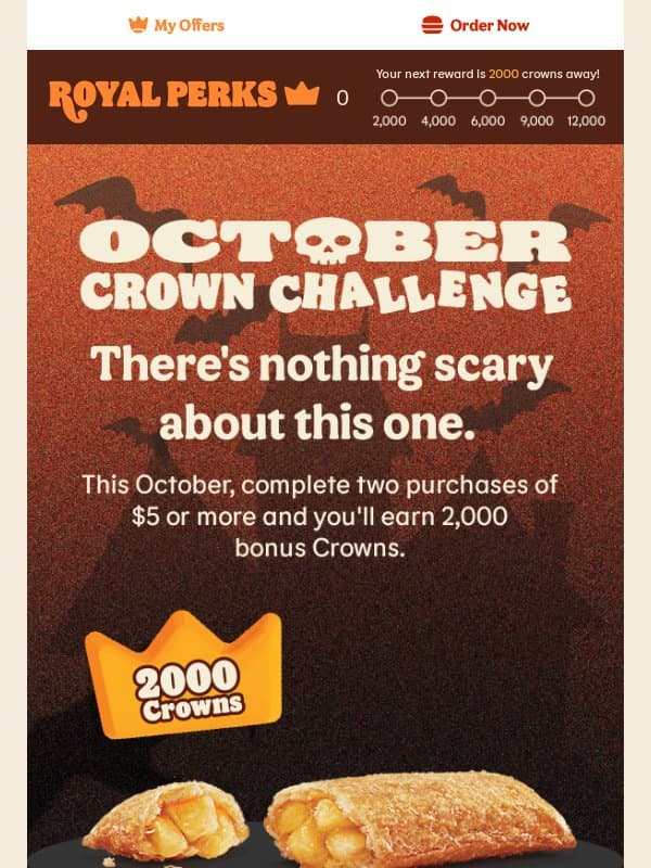 🎃 Your October Crowns Challenge Has Arrived 🎃 email from Burger King Canada