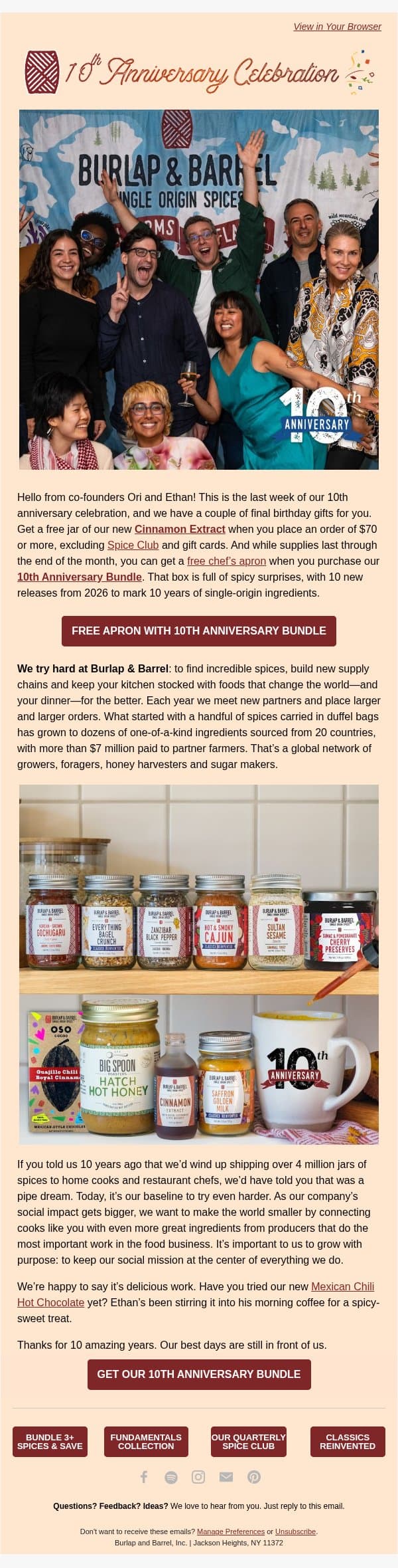 Last Week for Spicy Birthday Gifts! π email from Burlap & Barrel screenshot
