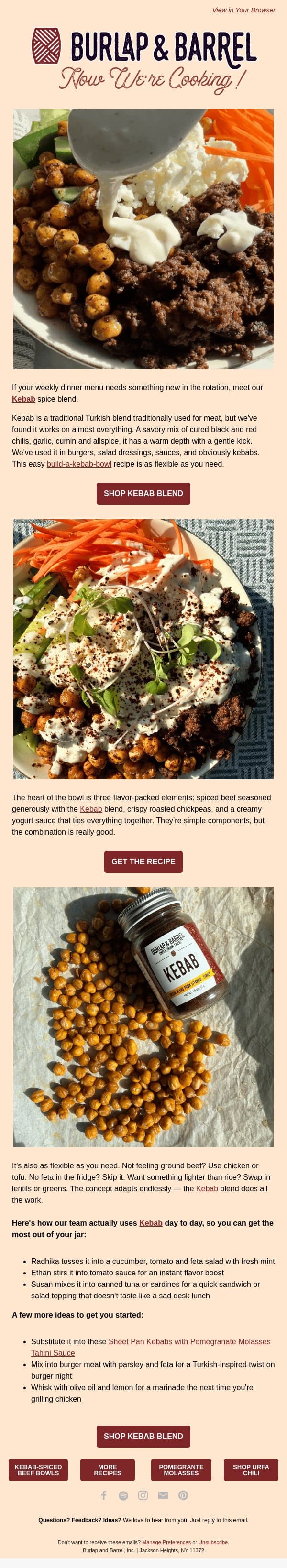 The Spice Blend that Works on Practically Everything email from Burlap & Barrel screenshot