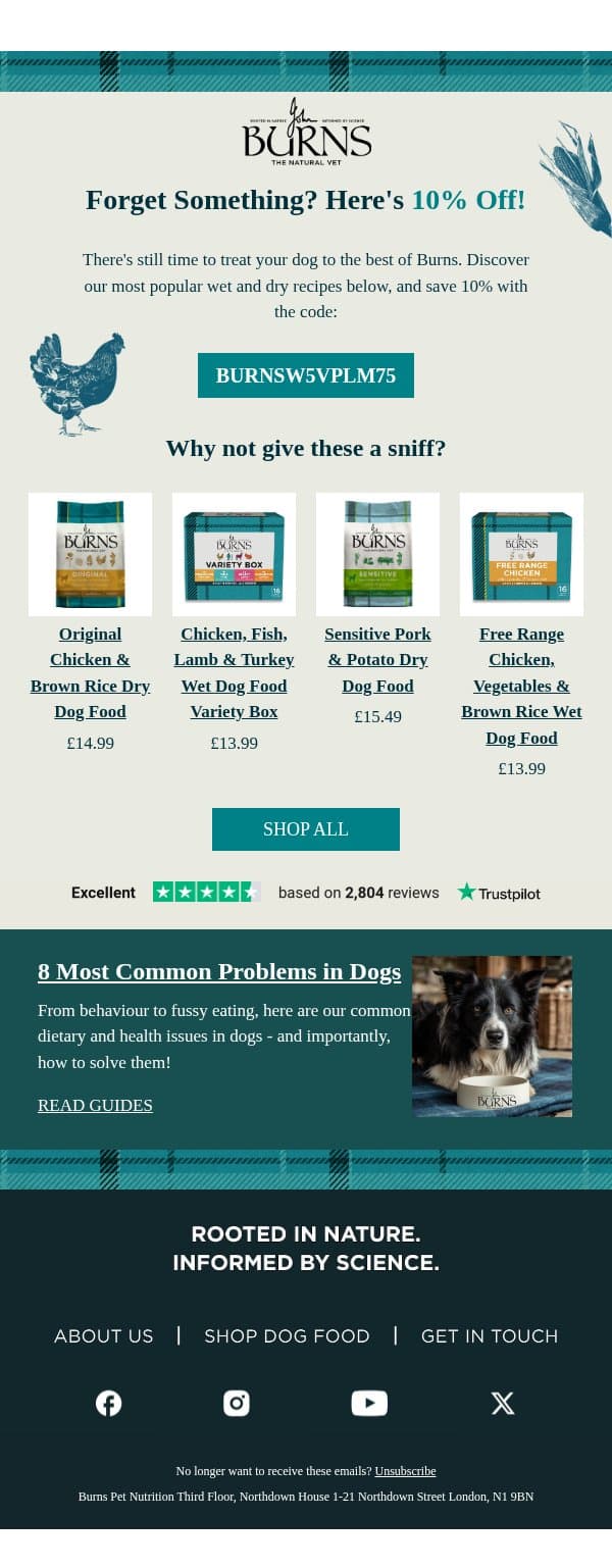 Does YOUR dog struggle with these? 🐶 email from Burns Pet Nutrition screenshot