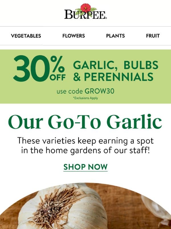 The garlic we grow ourselves email from Burpee Seeds