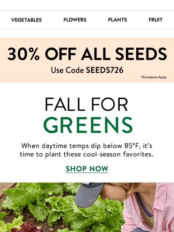 Must-have greens for fall email from Burpee Seeds