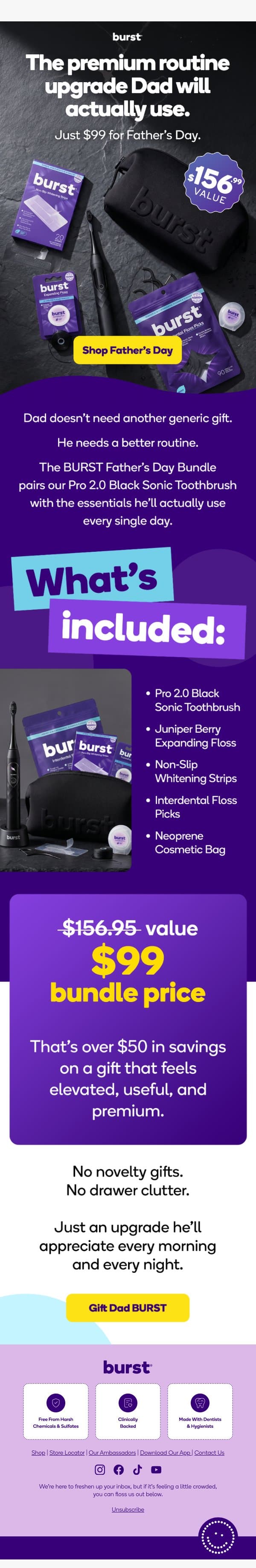 Everything Dad needs. Just $99 email from Burst Oral Care screenshot