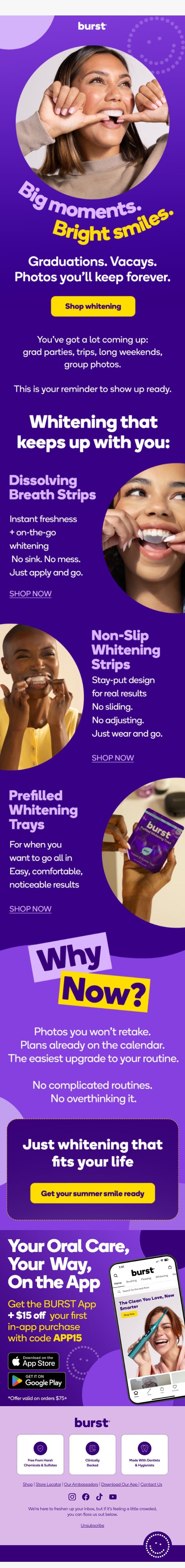 Summer smiles loading… email from Burst Oral Care screenshot