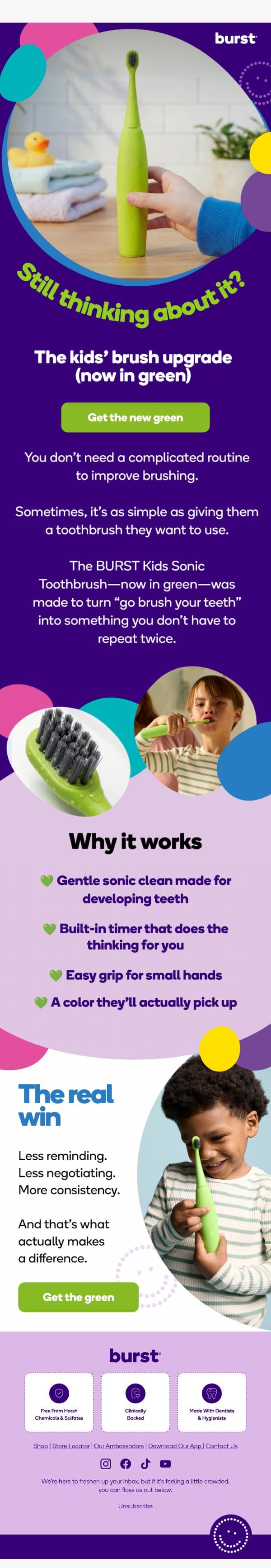 You saw it… did you grab it? 💚 email from Burst Oral Care screenshot