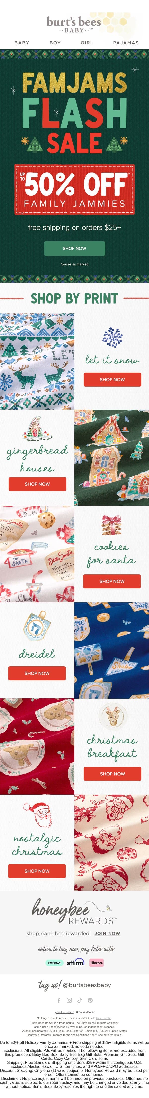 The FamJams Flash Sale Is ON! ❤️ email from Burt's Bees Baby screenshot
