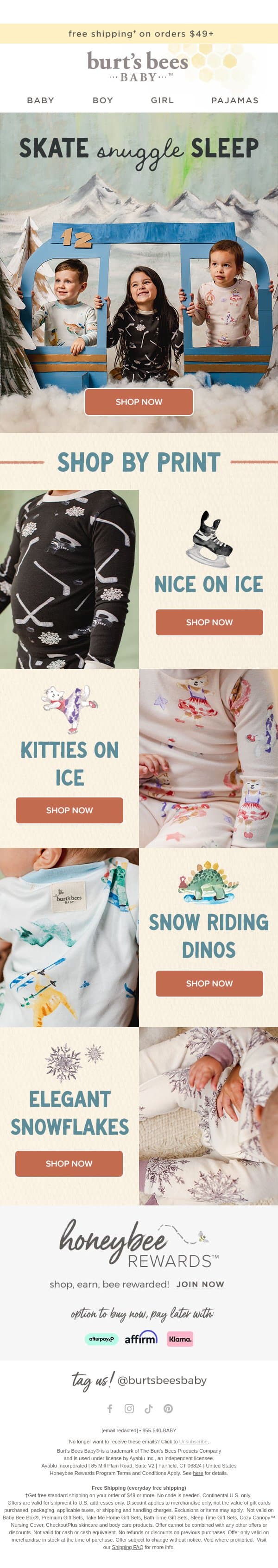 Skate Into Cozy Season 🏒⛸️ email from Burt's Bees Baby screenshot