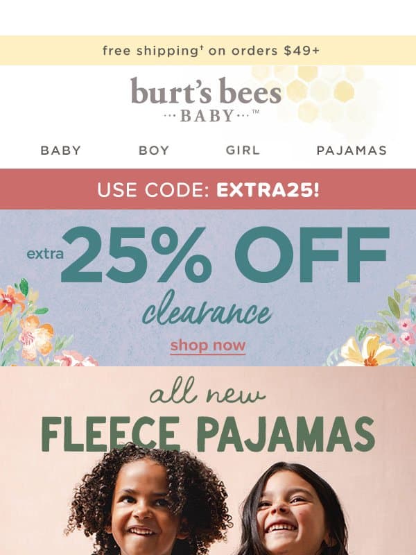 New Fleece PJs Have Arrived β¨ email from Burt's Bees Baby