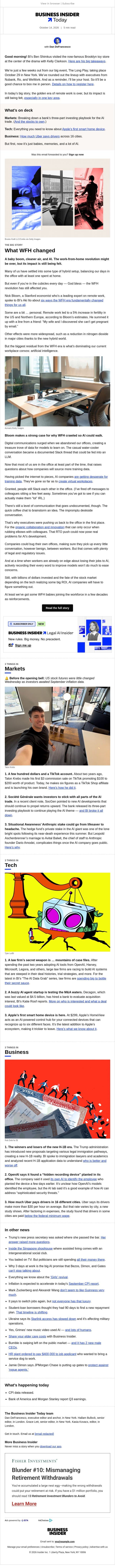 Today: How the WFH era changed everything email from Business Insider screenshot