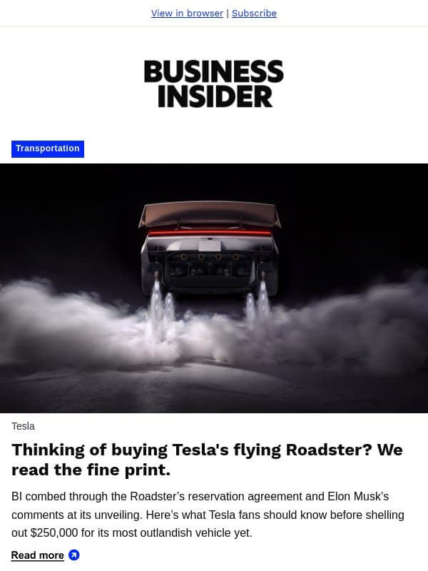 The fine print behind Tesla’s flying car email from Business Insider