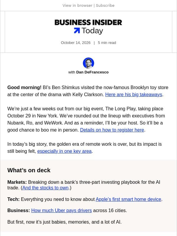 Today: How the WFH era changed everything email from Business Insider