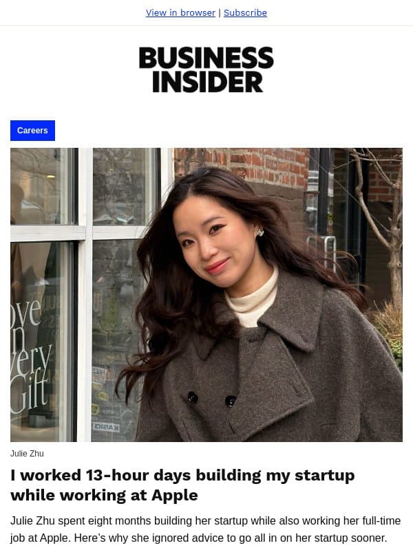 How I built my startup while at Apple email from Business Insider