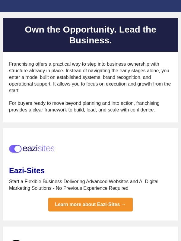 Own the Opportunity. Lead the Business. email from BusinessesForSale.com