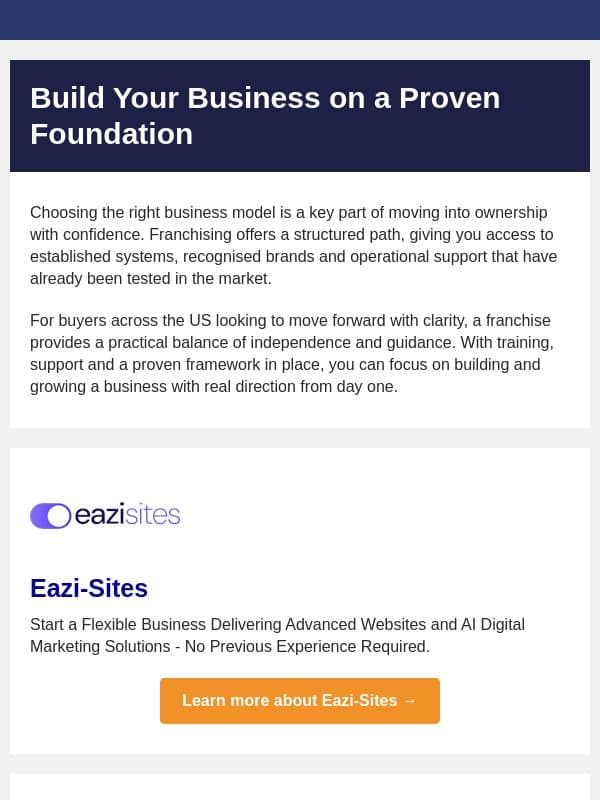 Step into business ownership with a proven franchise model email from BusinessesForSale.com