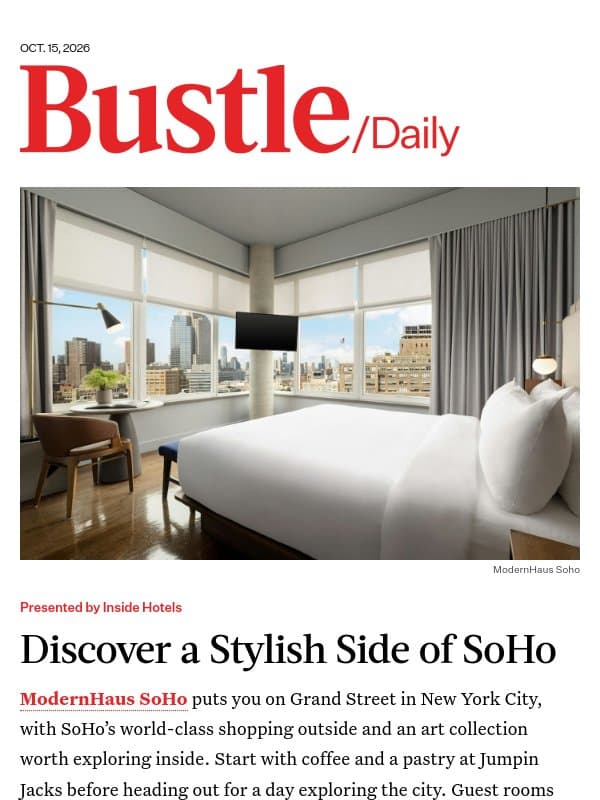 Five Ways to Stay in New York email from Bustle
