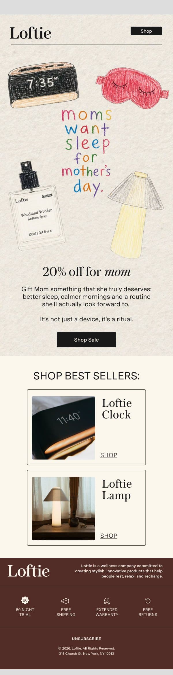 What Mom needs, now 20% off π΄ email from Buy Loftie screenshot
