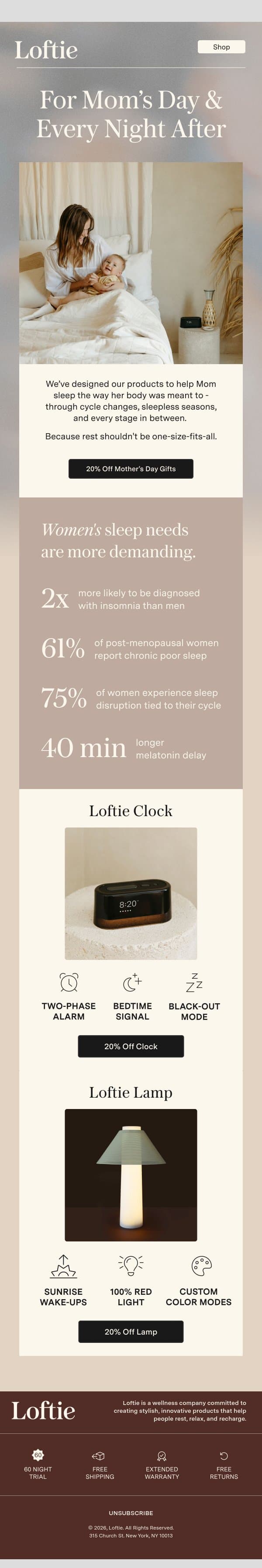 20% off for Mom 💖 email from Buy Loftie screenshot