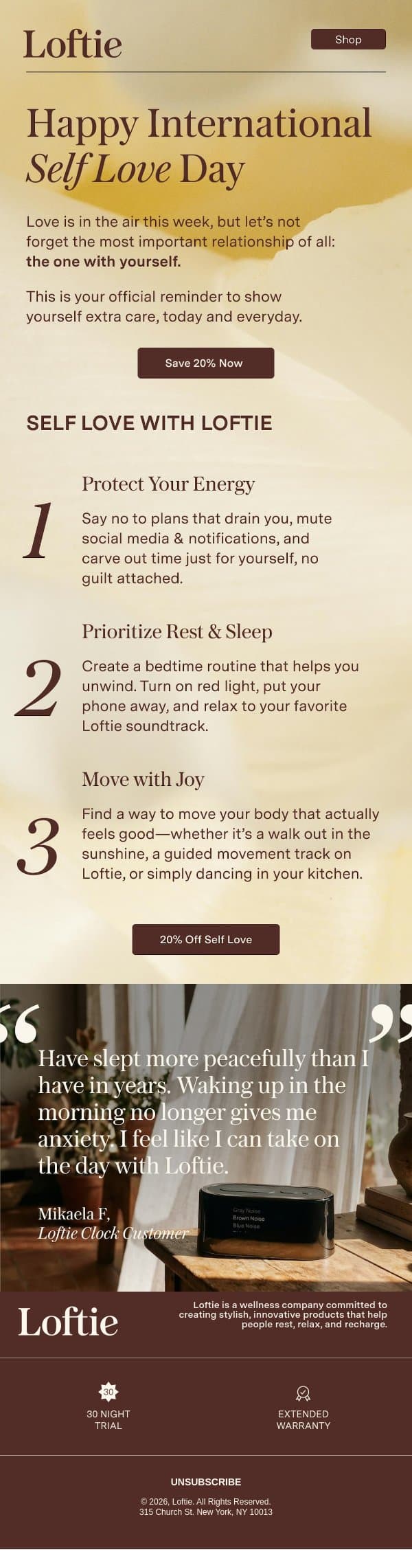 Celebrate yourself 💛 email from Buy Loftie screenshot