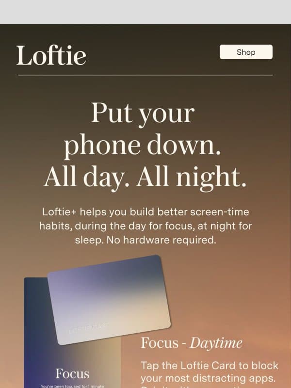 The phone shouldn't run your life ๐ต email from Buy Loftie