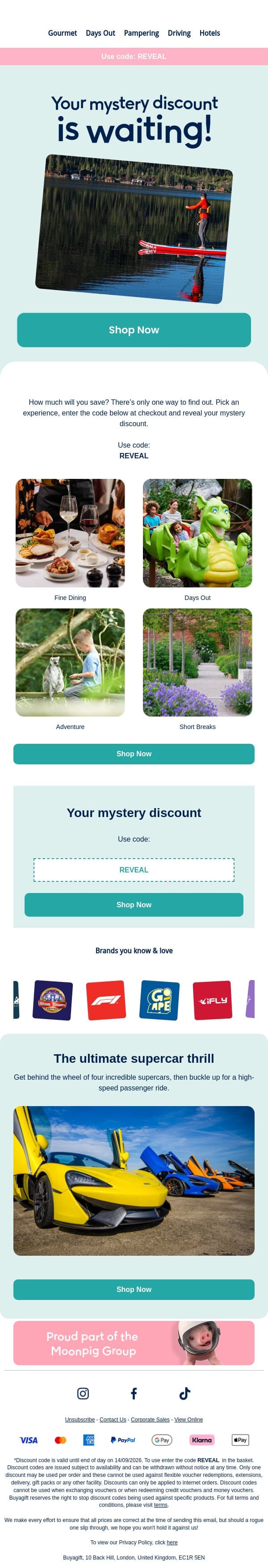 A surprise saving, just for you email from Buyagift screenshot