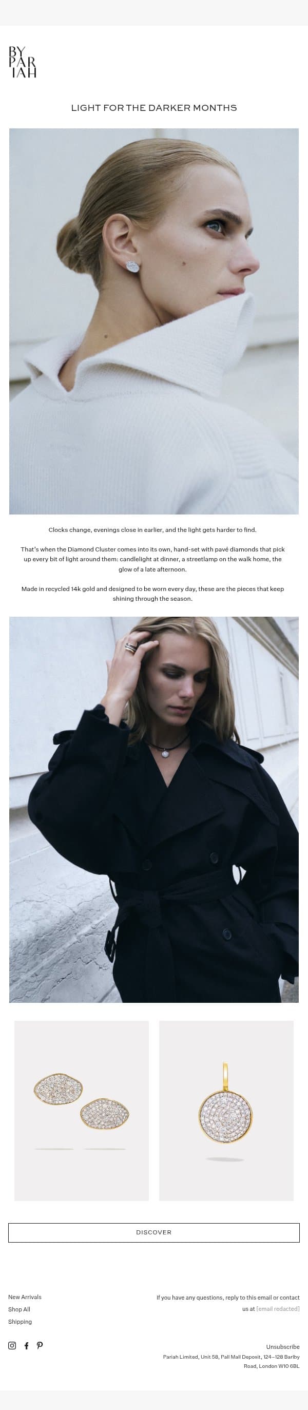 Darker Evenings, Brighter Diamonds email from By Pariah screenshot