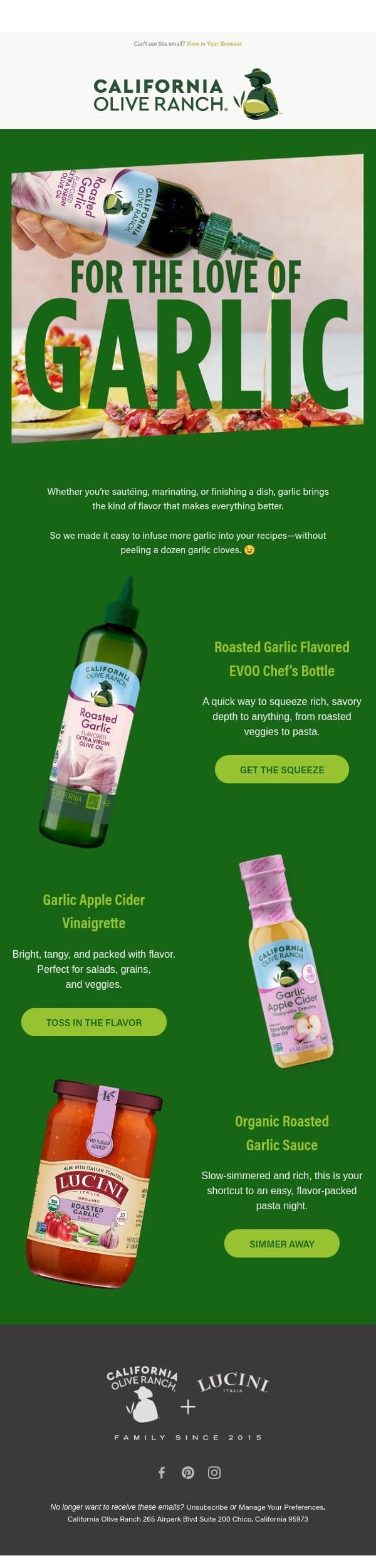Everything’s better with garlic email from California Olive Ranch screenshot