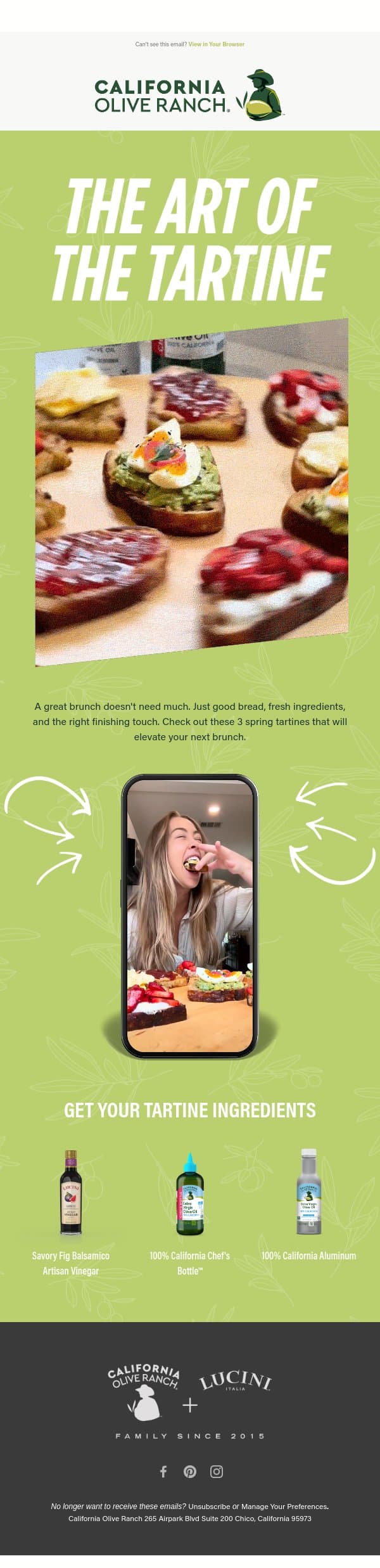 Brunch Plans? 😋 email from California Olive Ranch screenshot