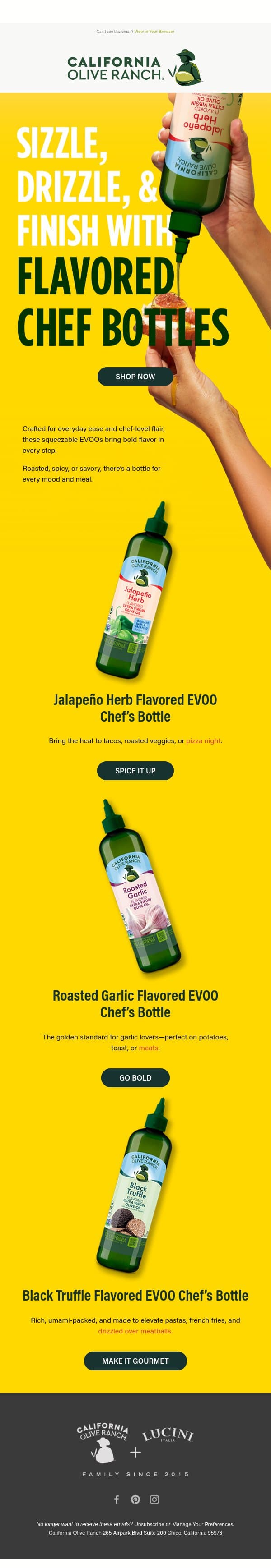 ⚠️ Warning: Flavor Incoming email from California Olive Ranch screenshot
