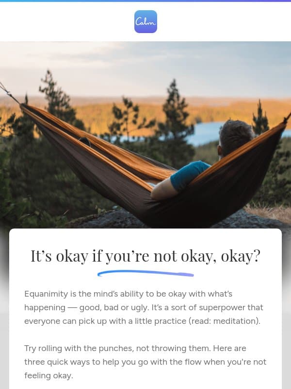 ๐ Are you okay? email from Calm