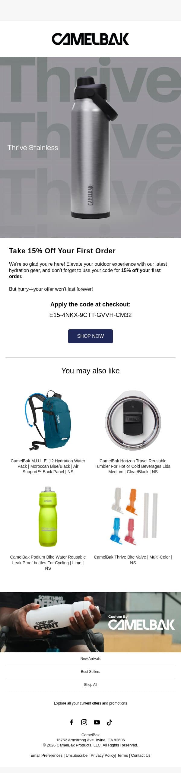 ⏳ Your 15% Off is About to Expire! email from CamelBak screenshot