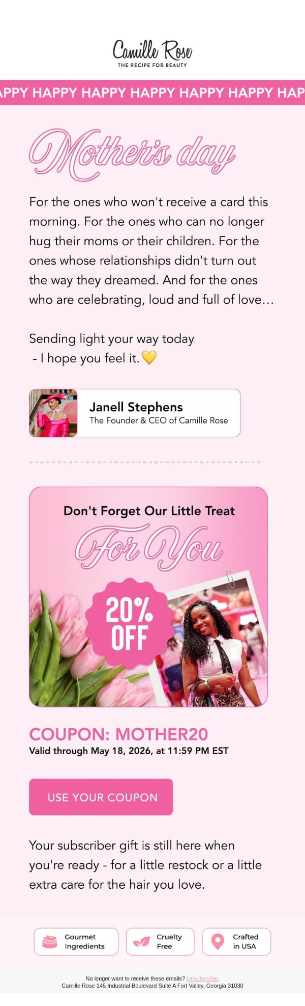 💛 email from Camille Rose Naturals screenshot