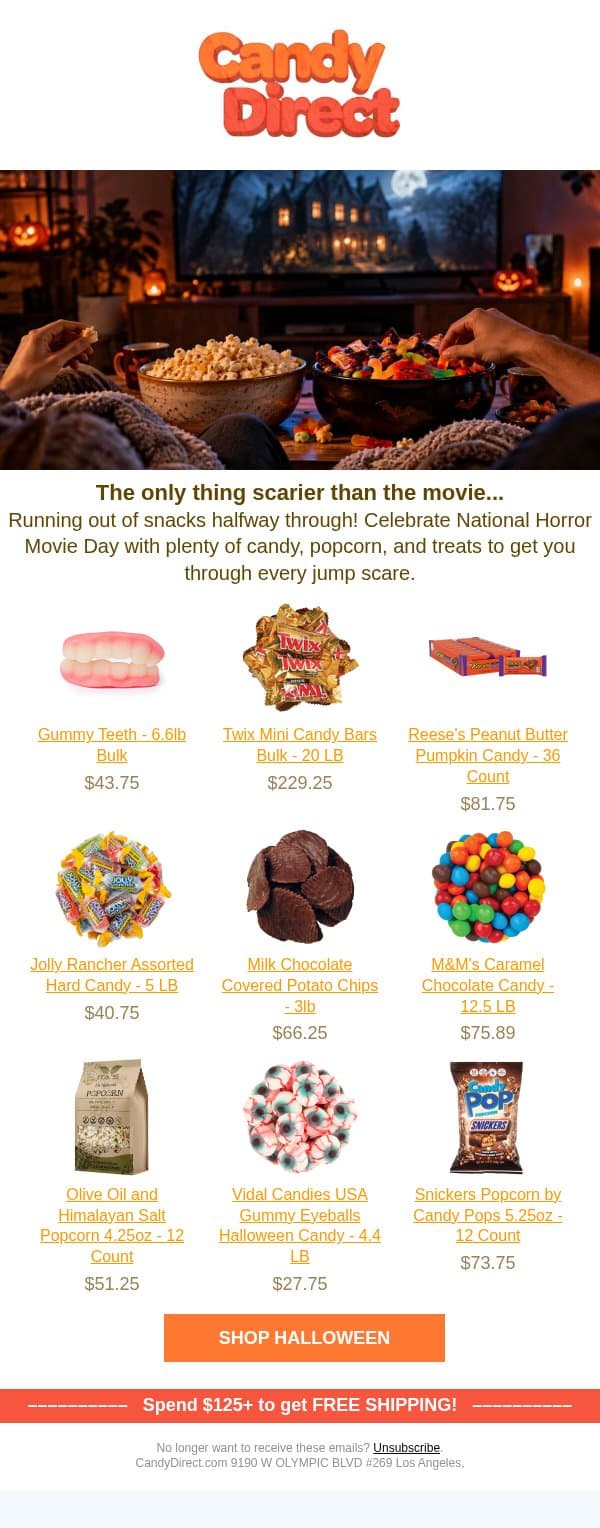 A Frightfully Good Night In email from CandyDirect screenshot