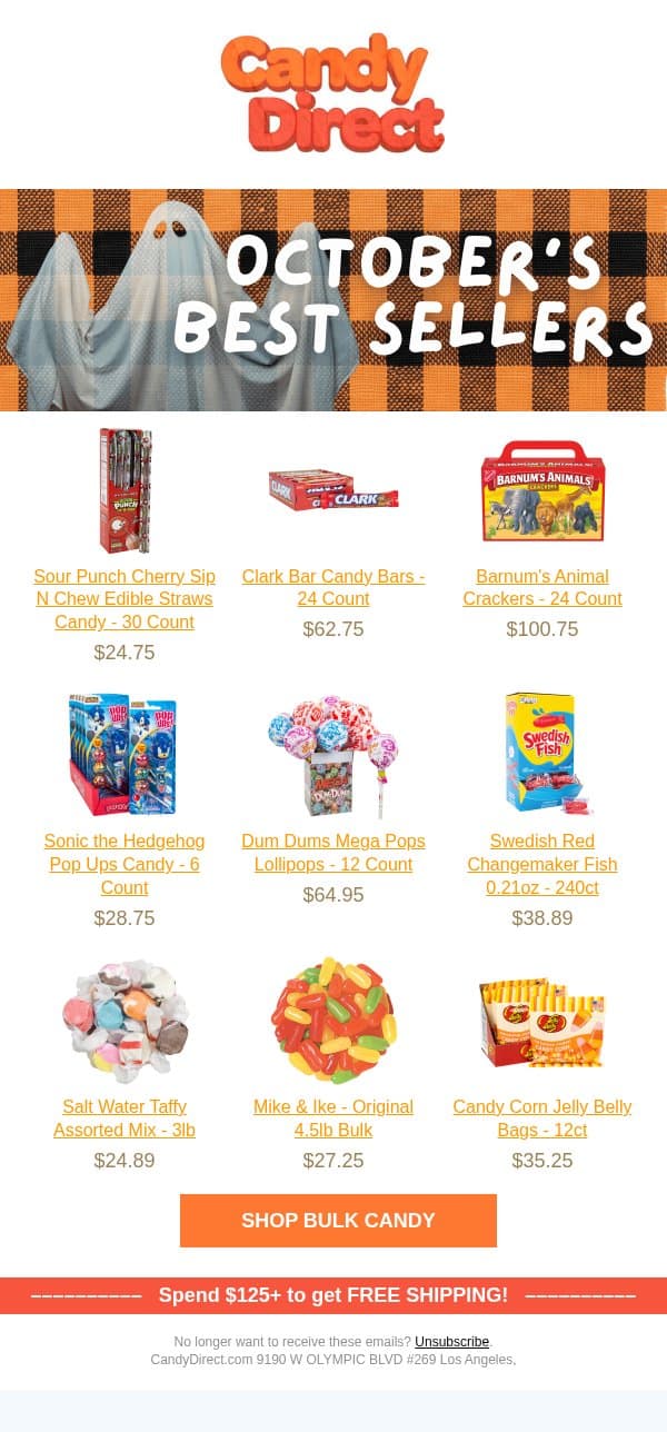 October Best Sellers are Here 👻 email from CandyDirect screenshot