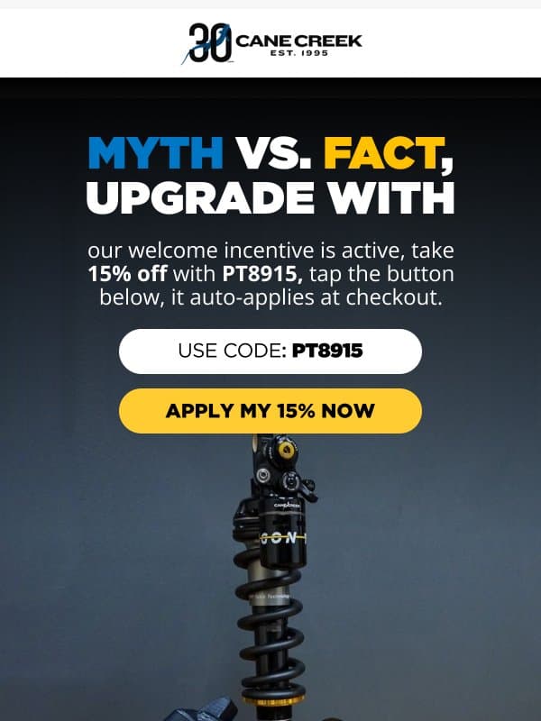 Myth vs. Fact, upgrade with confidence email from Cane Creek Cycling Components