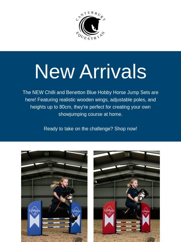 New Chilli & Benetton Blue Jump Sets Arrive AND Western SALE ON NOW email from Canterbury Equestrian